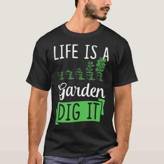 人生は庭、掘って植えよう クリスマス Tシャツ (正面)
