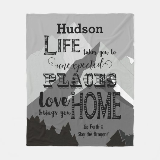 人生は引用文を奪感動的う フリースブランケット (正面)