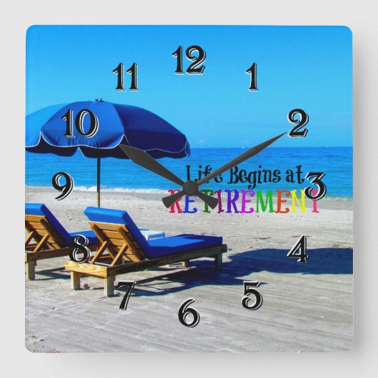 人生は引退から始まる スクエア壁時計 (正面)