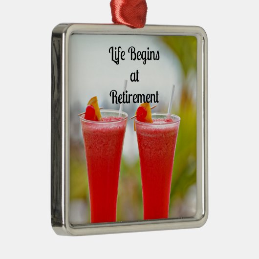 人生は引退から始まる – 熱霜の降りた帯飲料 メタルオーナメント (右)