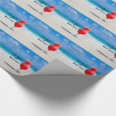 人生は引退で始まる – サンディビーチ、晴れた日 ラッピングペーパー (角)