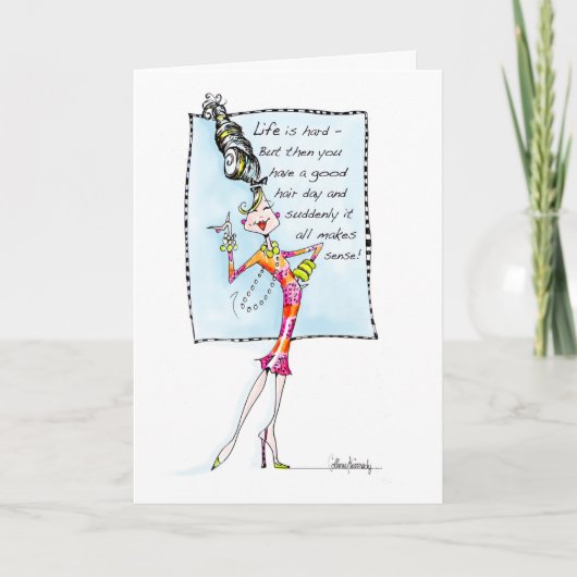 人生は懸命だ髪の毛の良い日だ! カード (正面)