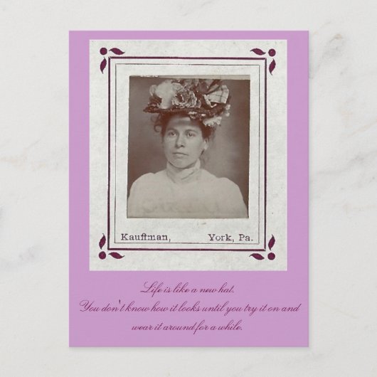 人生は新しい帽子のようなものだ…試してみる ポストカード (正面)