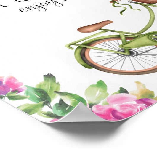 人生は旅のピンクマゼンタ自転車アート ポスター (角)