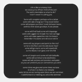 人生は暴走する列車のようなものだ スクエアシール