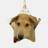 「人生は最も厳しい学校」ドッグアートプリント セラミックオーナメント (右)