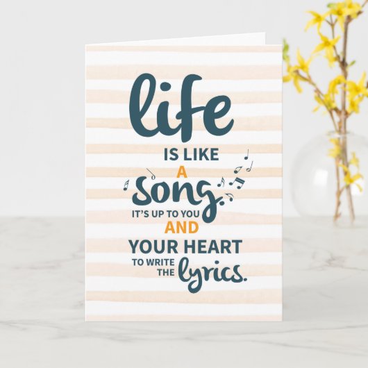 人生は歌のようなものだ勇気付けられる成功人生のヒント カード (黄色い花)