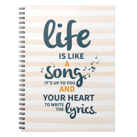 人生は歌のようなものだ勇気付けられる成功人生のヒント ノートブック (正面)