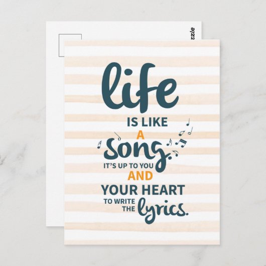 人生は歌のようなものだ勇気付けられる成功人生のヒント ポストカード (正面/裏面)
