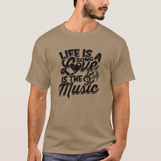 人生は歌 愛は音楽 ミュージック Tシャツ (正面)