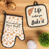 人生は水の色のペストリー&パンを焼くもの 鍋つかみ&鍋敷きセット