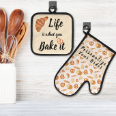 人生は水の色のペストリー&パンを焼くもの 鍋つかみ&鍋敷きセット