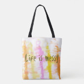 人生は汚れた抽象芸術滴絵を描るストライプ トートバッグ (裏面)
