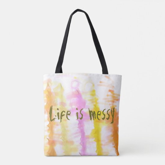 人生は汚れた抽象芸術滴絵を描るストライプ トートバッグ (裏面)