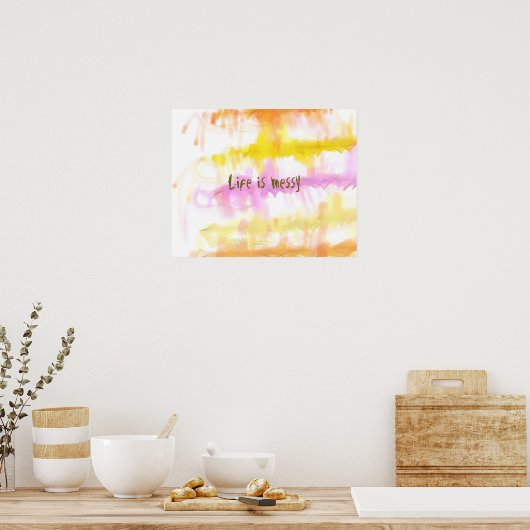 人生は汚れた抽象芸術滴絵を描るストライプ ポスター (キッチン)