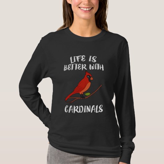 人生は深紅色鳥の野鳥観察 Tシャツ (正面)
