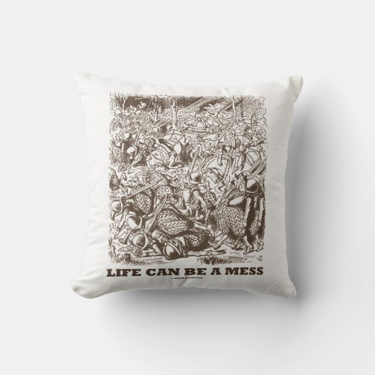 人生は混乱のワンダーランドの戦いのユーモア クッション (正面)