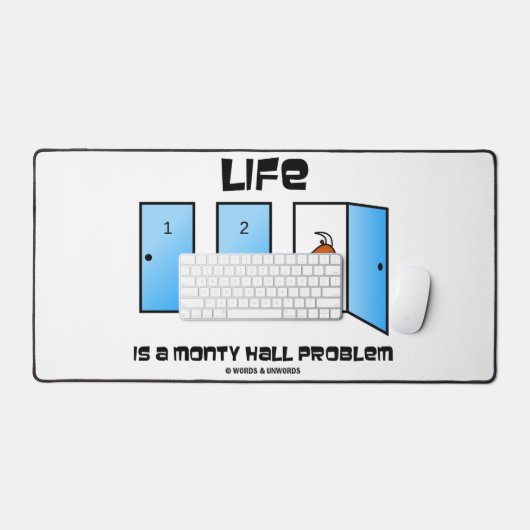 人生は物質的なホール問題である3ドアのユーモア デスクマット (キーボード&マウス)