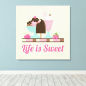 人生は甘いアイスクリームトリート キャンバスプリント (インサイチュ (ウッドフロア))