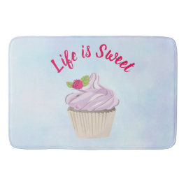 人生は甘いピンクのカップケーキ バスマット