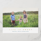 人生は甘いモダンユダヤ人の新年の写真のフォイル 箔シーズンカード (正面)