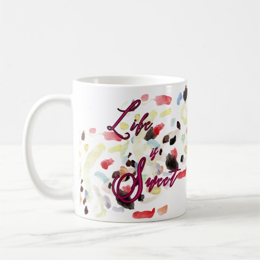 人生は甘いモダン抽象芸術カラフルマグカップ コーヒーマグカップ (左)
