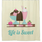 人生は甘い美味しいアイスクリームのイメージ シャワーカーテン (正面)