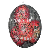 人生は甘い:アップルとフローラモチーフデザイン ダーツボード (正面右)