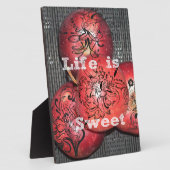 人生は甘い：アップルとフローラモチーフデザイン フォトプラーク (側面)