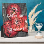 人生は甘い：アップルとフローラモチーフデザイン フォトプラーク (側面)