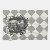 人生は甘い（シルキーヘン&スイートピーズ）チェック キッチンタオル (横)