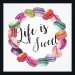 人生は甘い |水彩画マカロンプリント フォトプリント          <br><div class="desc">人生は甘い。特に本当に感謝しているものに集中する時間を取る時は甘い。単純にこのプリントをフレームにカラフル、壁のアクセントエレガント。</div>