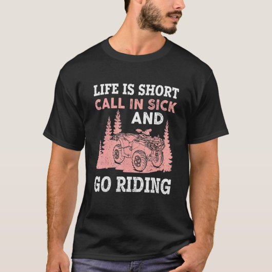 人生は病気で短い呼び出しとヴィンテージUに乗って行く Tシャツ (正面)