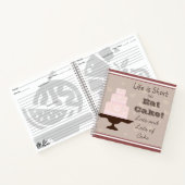 "人生は短いので、ケーキ食べ"ケーキ愛好家の引用文 ノートブック (内部)