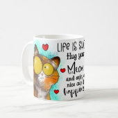 人生は短いハグあなたのニャーコーヒーマグ コーヒーマグカップ (正面左)
