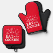 人生は短い食べクッキーのクリスマス 鍋つかみ&鍋敷きセット (正面/裏面)