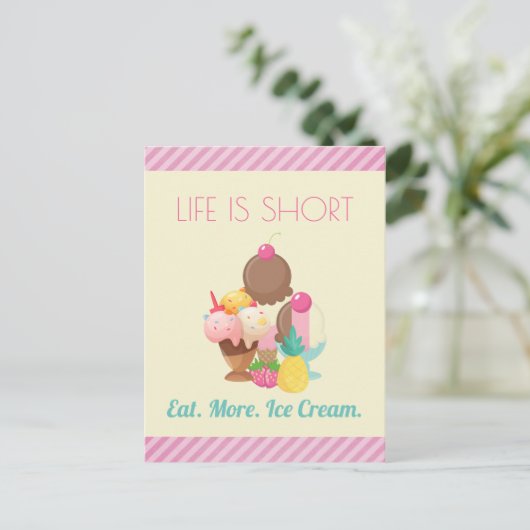 人生は短い もっとアイスクリームを食べよう ポストカード (スタンド正面)