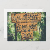 人生は短い、コーヒーを楽しんで ポストカード (正面/裏面)