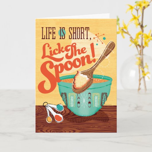 人生は短い、スプーンの誕生日カードをクリック カード (黄色い花)