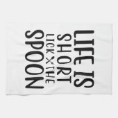 人生は短い、スプーンをなめろ キッチンタオル (横)