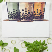 人生は短い、ボバを飲む キッチンタオル (折り畳み)