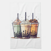 人生は短い、ボバを飲む キッチンタオル (縦)