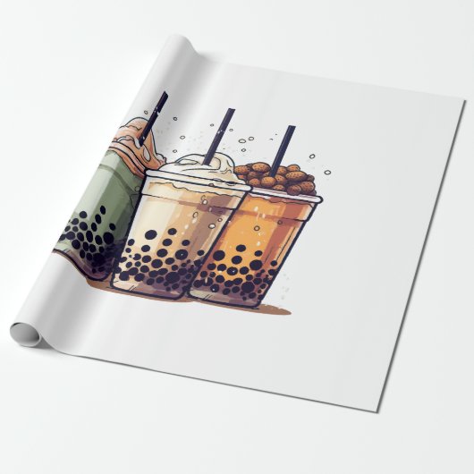 人生は短い、ボバを飲む ラッピングペーパー (アンロールド)