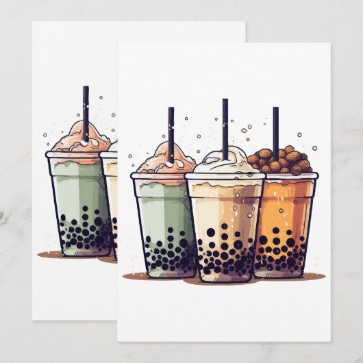 人生は短い、ボバを飲む 招待状 (正面/裏面)