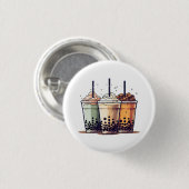 人生は短い、ボバを飲む 缶バッジ (正面&裏面)