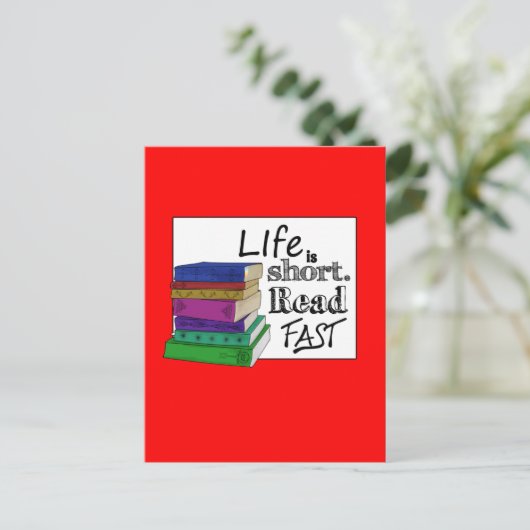 人生は短い。速く読め。 ポストカード (スタンド正面)