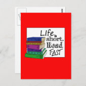 人生は短い。速く読め。 ポストカード (正面/裏面)