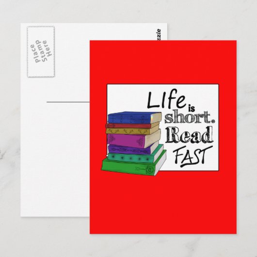 人生は短い。速く読め。 ポストカード (正面/裏面)