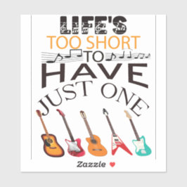 人生は短すぎてギターが一つしかない シール