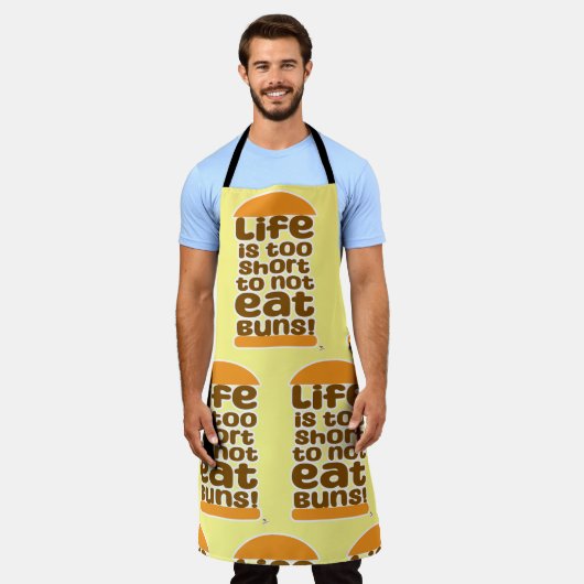 人生は短すぎてパンを食べないのは馬鹿らしい エプロン (着用した状態)